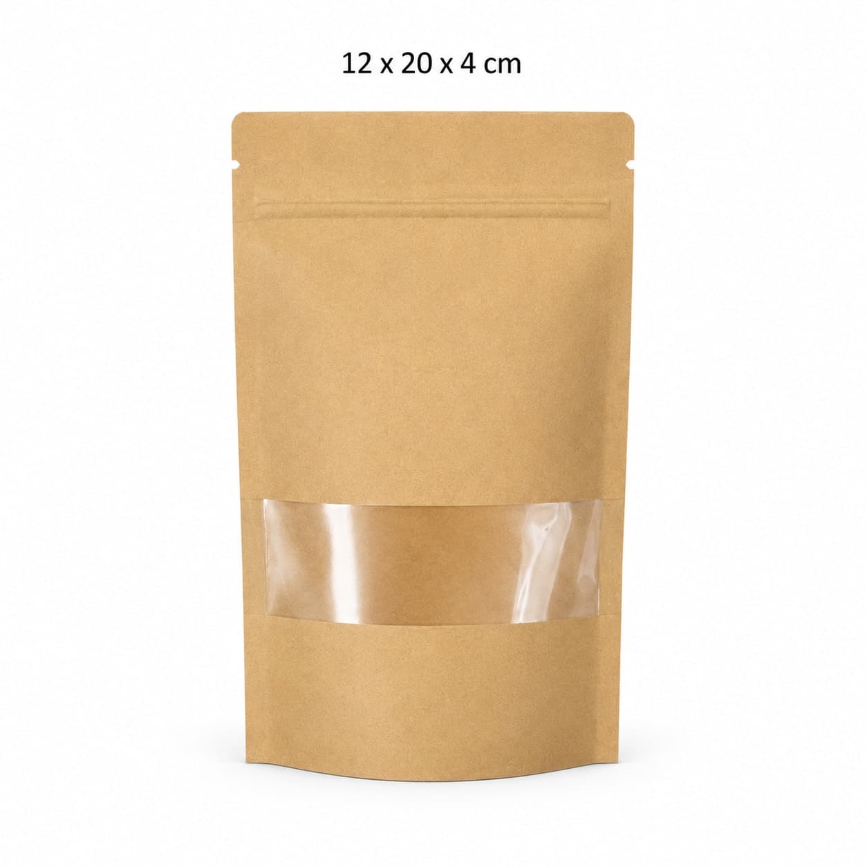 Oynali va zip-lokli kraft doypak paket (12x20x4 sm)