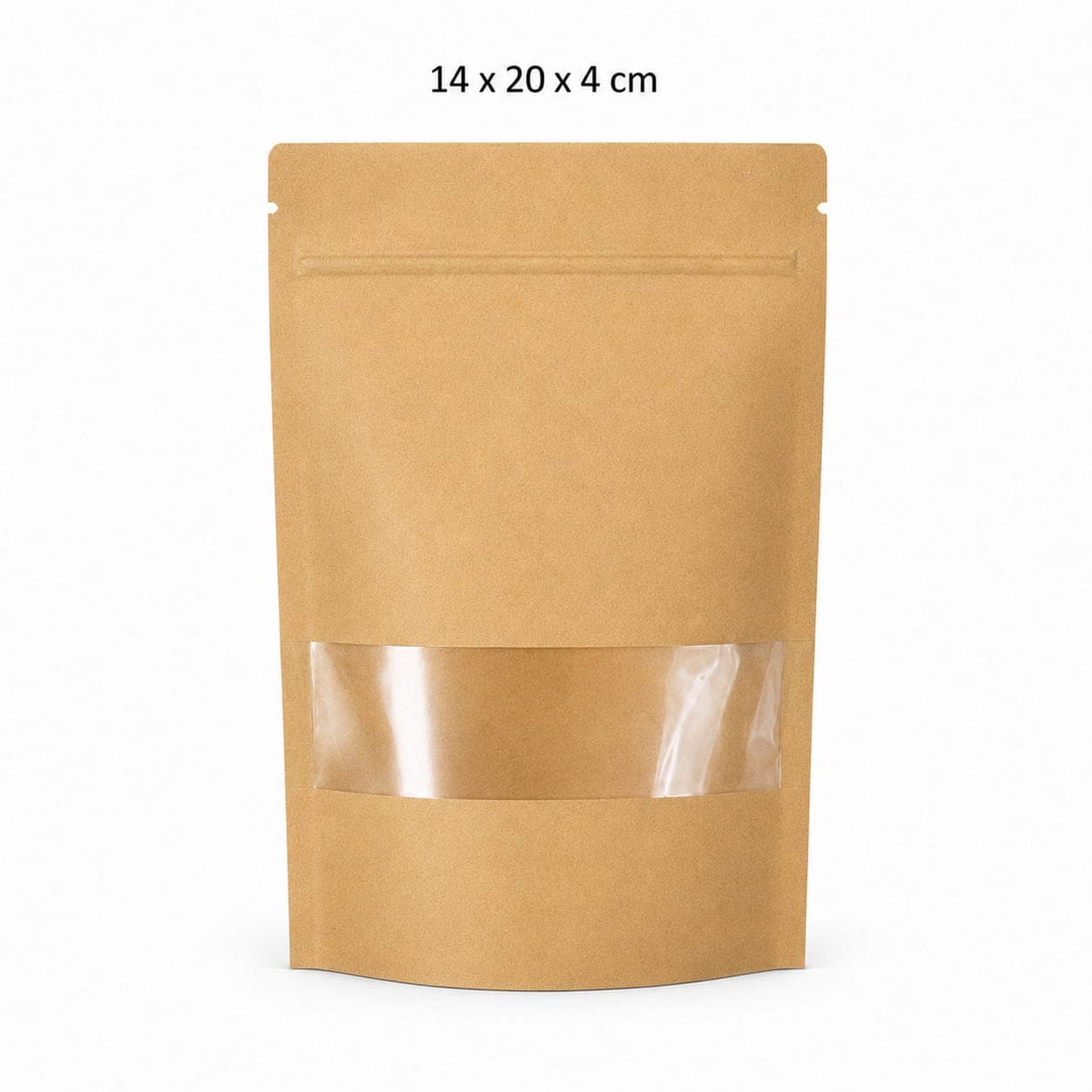 Крафт пакет дой-пак с прозрачным окном и zip-lock замком (14х20х4 см)