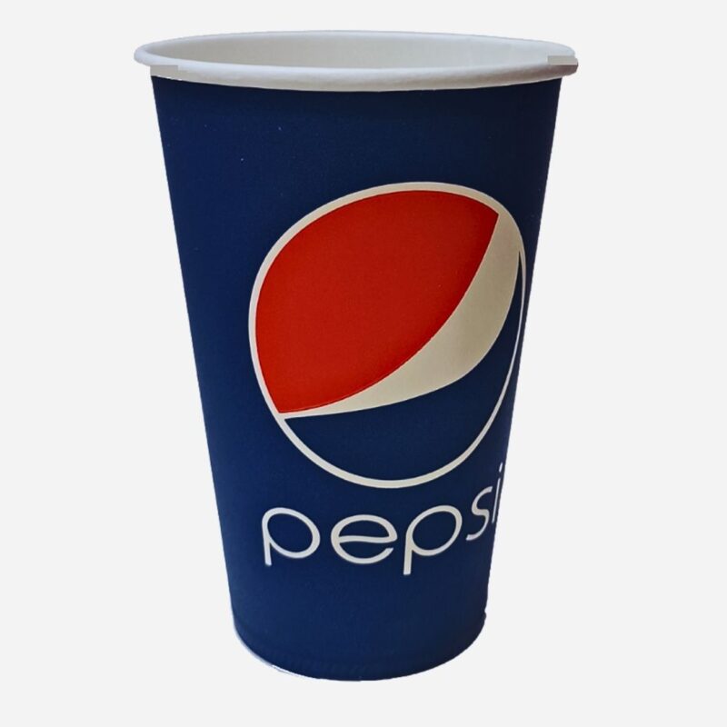Bir martali ishlatiladigan qog'ozli stakanlar, Pepsi rasmlik, issiq va sovuq ichimliklar uchun, 300 ml, 25 dona